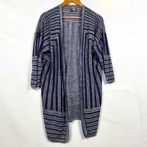 Chicos Easywear Women 3/4 Sleeve OpenFront Cardigan Sweater Sz 2 = L Lightweight
